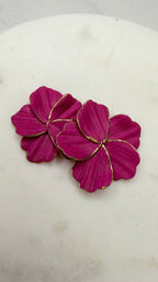 5 Petal Magenta Statement Earrings