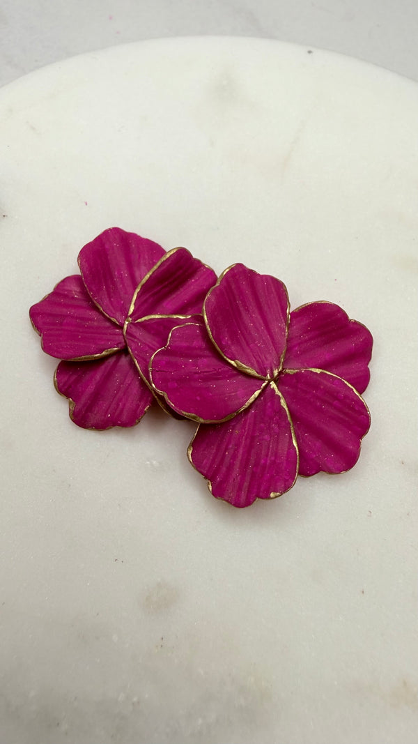 5 Petal Magenta Statement Earrings