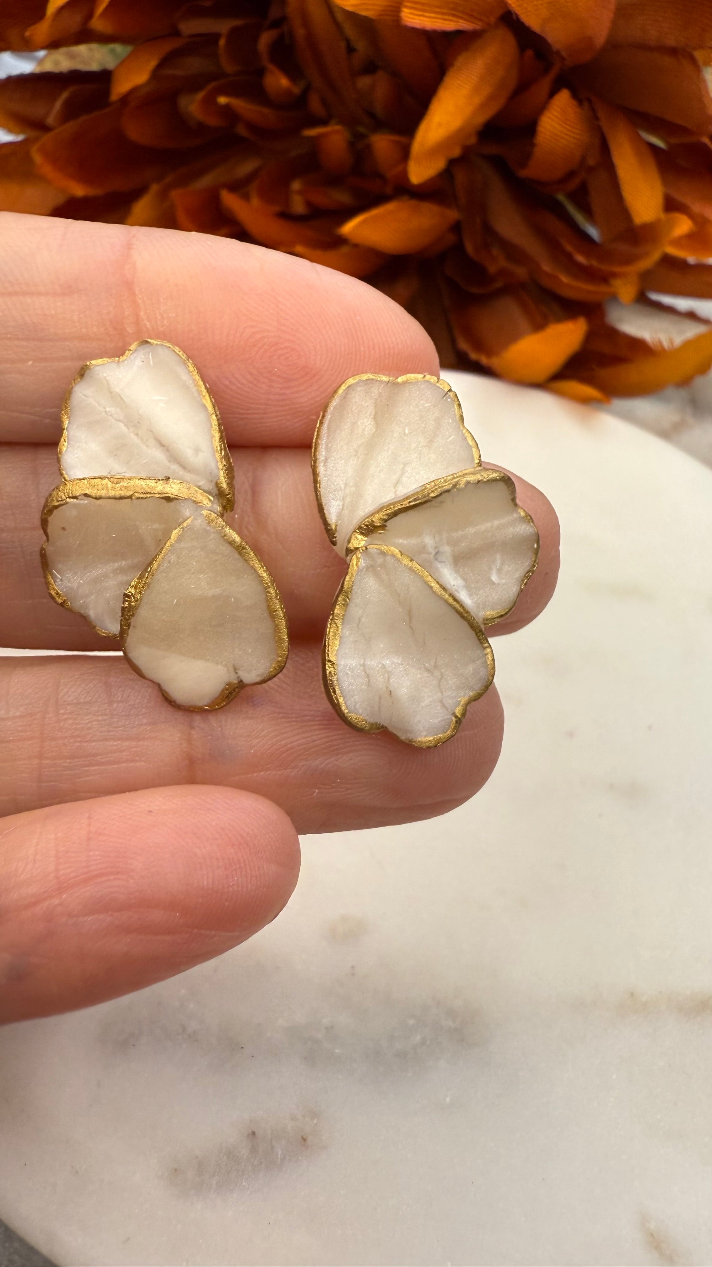 White Marbled Flower Statements (3 sizes)