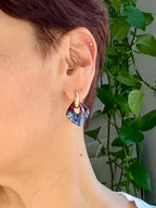 Teal Marbled Diamond Hoop Charms