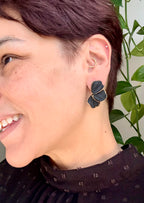 Black and Gold Angel Wings Statement Earrings