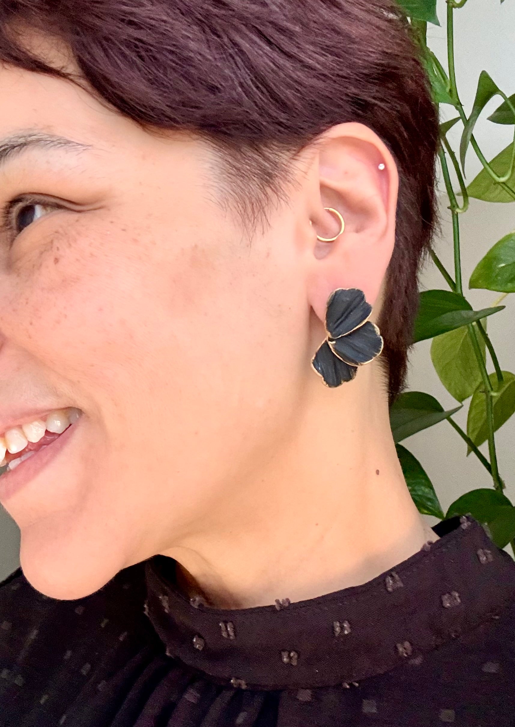 Black and Gold Angel Wings Statement Earrings