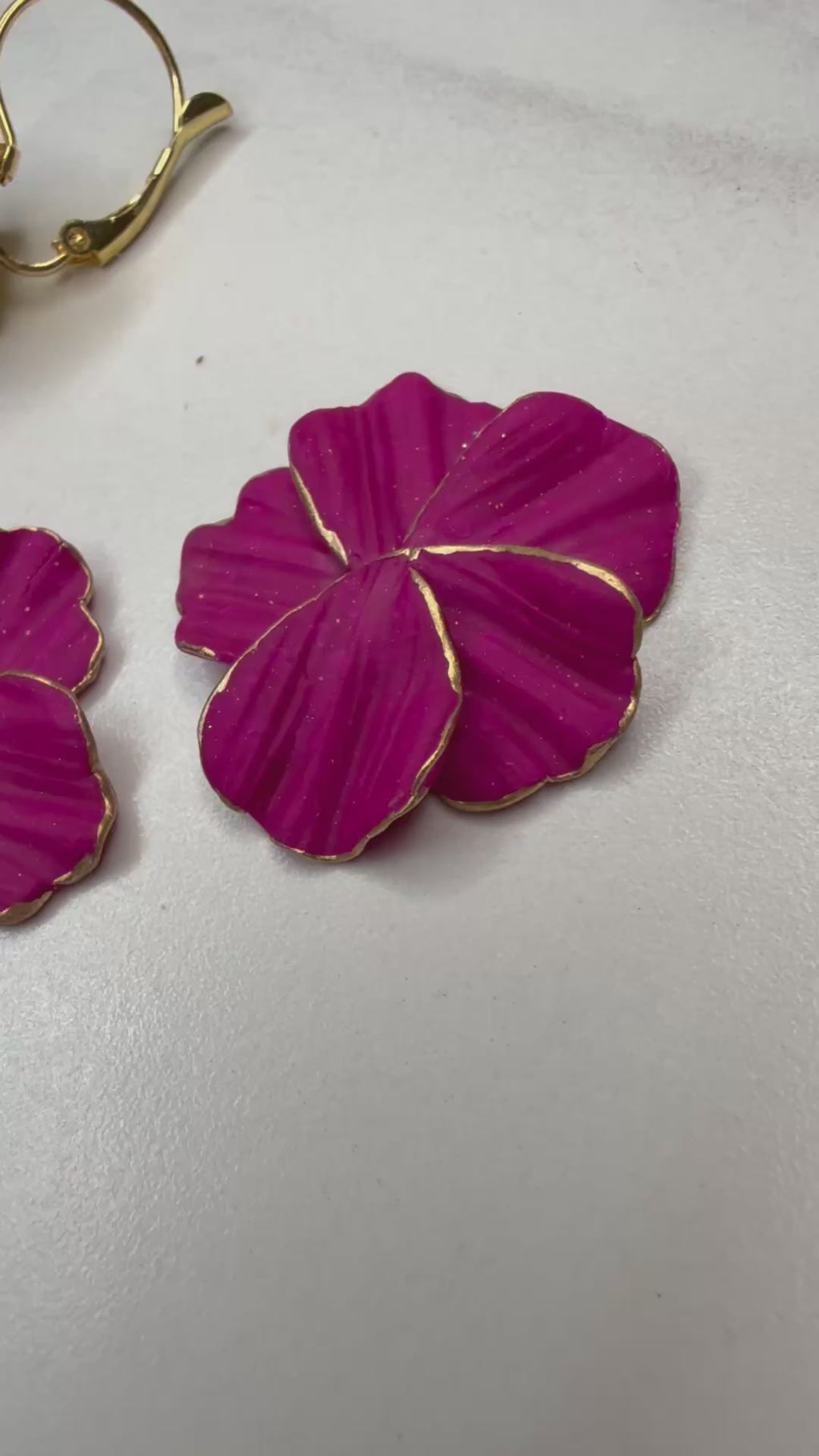 5 Petal Magenta Statement Earrings